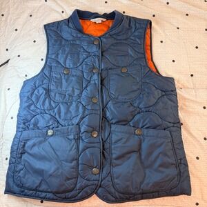 LL Bean Signature Quilted Vest Women's XS Blue Orange Puffer Barn Jacket